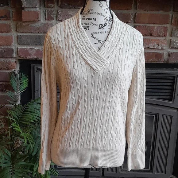 Jeanne Pierre Sweaters - Jeanne Pierre Fisherman Cable Crossover Sweater